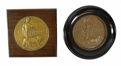 Lot 79 - Two First World War Memorial Plaques, awarded...