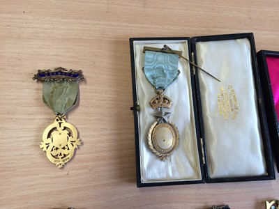Lot 86 - A 9 Carat Gold and Enamel Masonic Founder's...