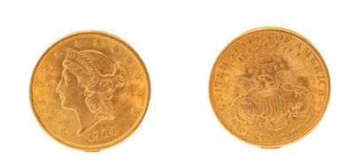 Lot 313 - A 1904 22 carat gold USA Liberty Head 20...