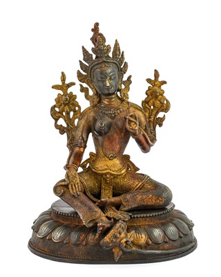 Lot 97 - A Bronze of Green Tara, Tibet, in 17th century...