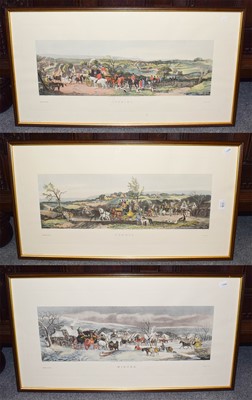 Lot 316 - A set of three hunting prints; a station...