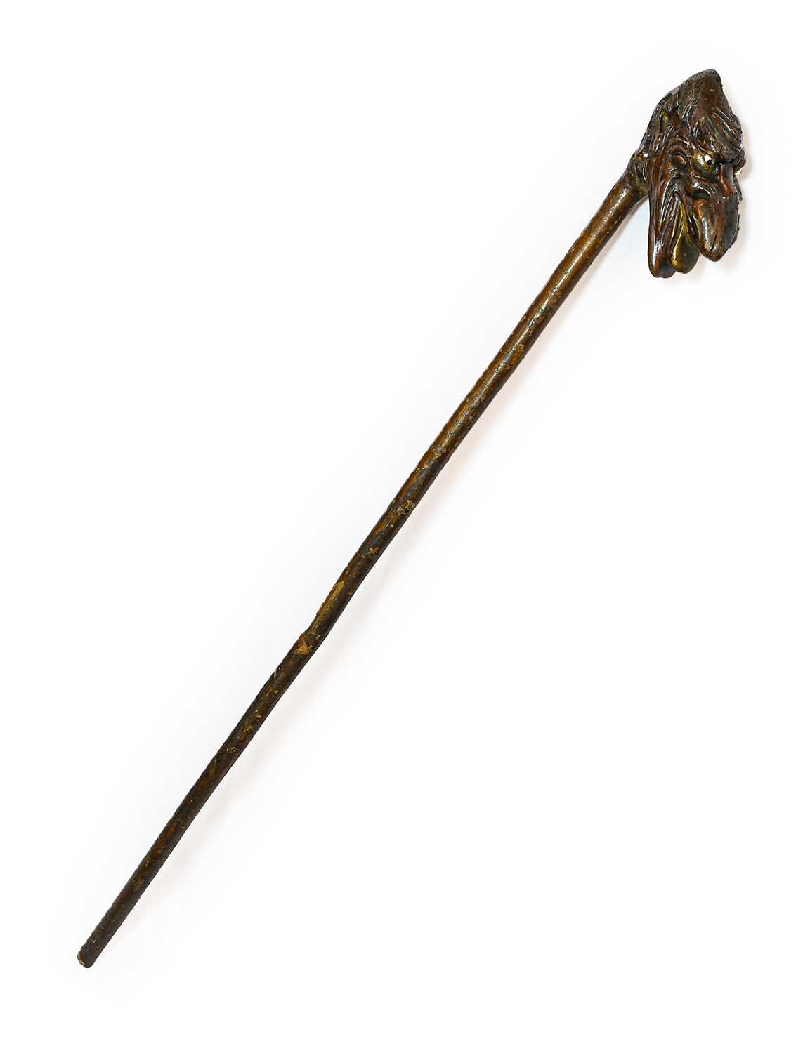 Lot 1034 - A Carved and Lacquered Wood Walking Stick,...