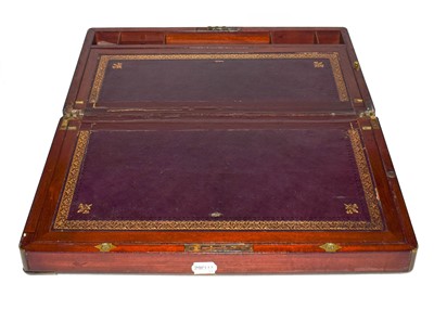 Lot 280 - A mahogany and brass bound writing slope with...
