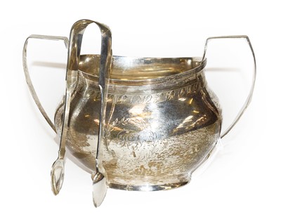 Lot 227 - A Victorian silver sugar bowl and a pair of...
