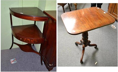 Lot 665 - A George III mahogany corner washstand and a mahogany tripod table