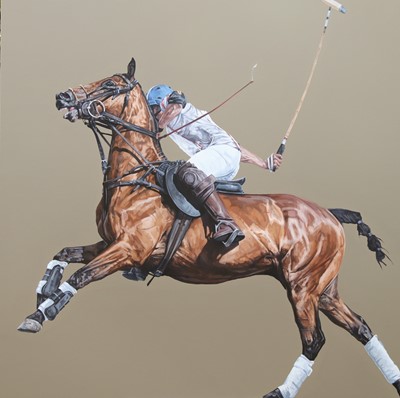 Lot 3 - Tania Still "Offside Forehand" Signed, oil on...