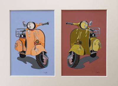 Lot 28 - Nicky Leigh "Two Fast Ladies" Signed, gouache...