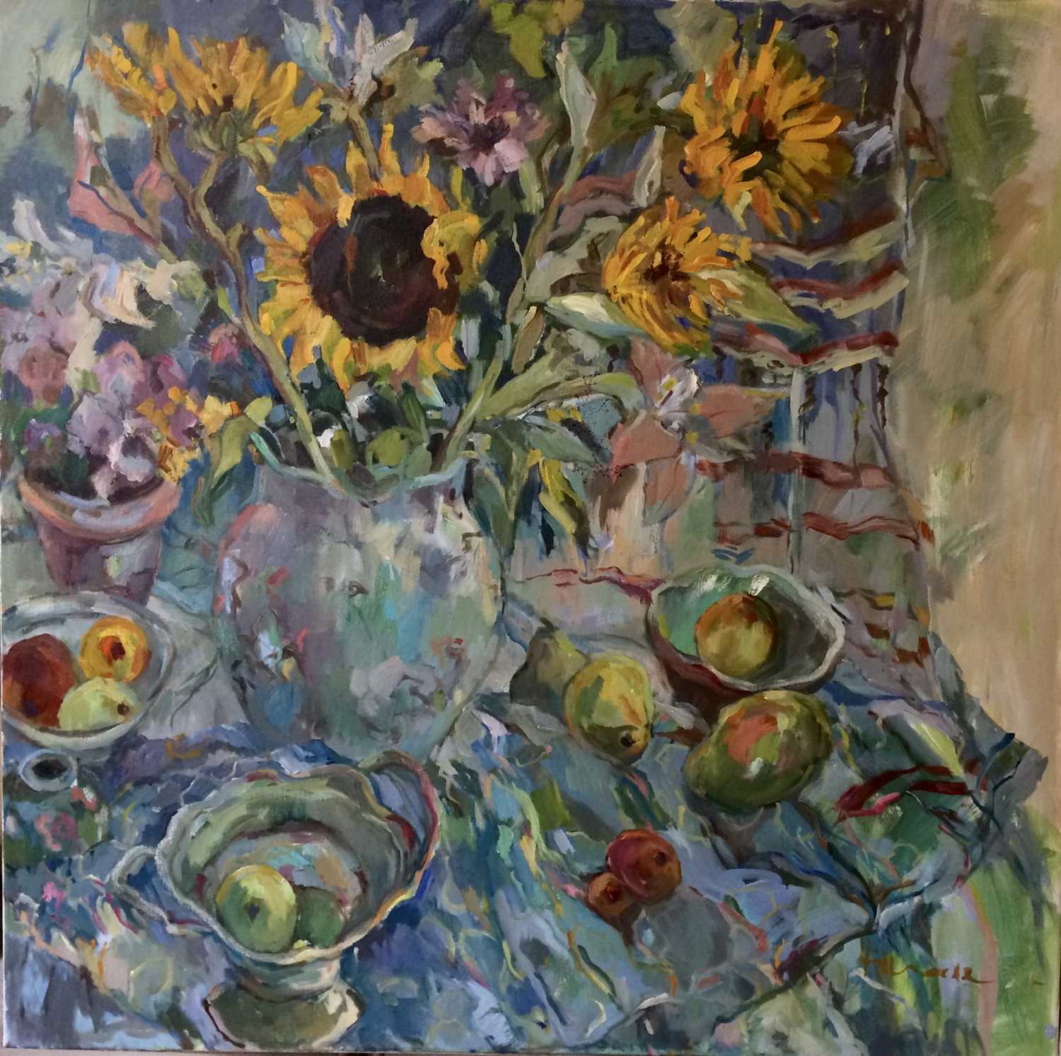 Lot 30 - Hildegarde Reid "Sunflowers" Signed, oil on...