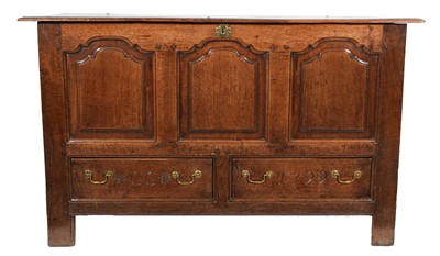 Lot 246 - An 18th Century Joined Oak Chest, initialled...