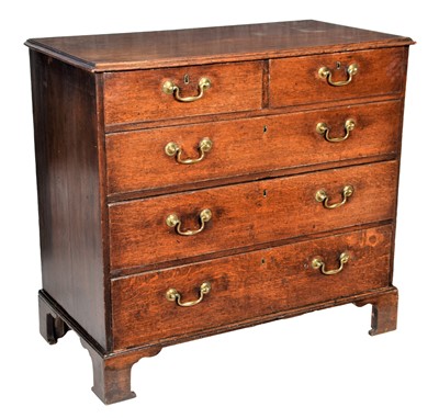 Lot 248 - A George III Oak Straight Front Chest of...