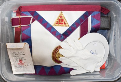 Lot 340 - A collection of Masonic Jewels, regalia and...