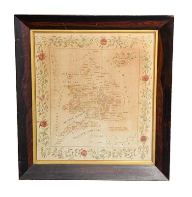 Lot 2167 - Victorian Embroidered Map Sampler of England...