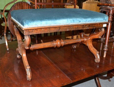 Lot 683 - A Victorian walnut x-framed stool with turned stretcher