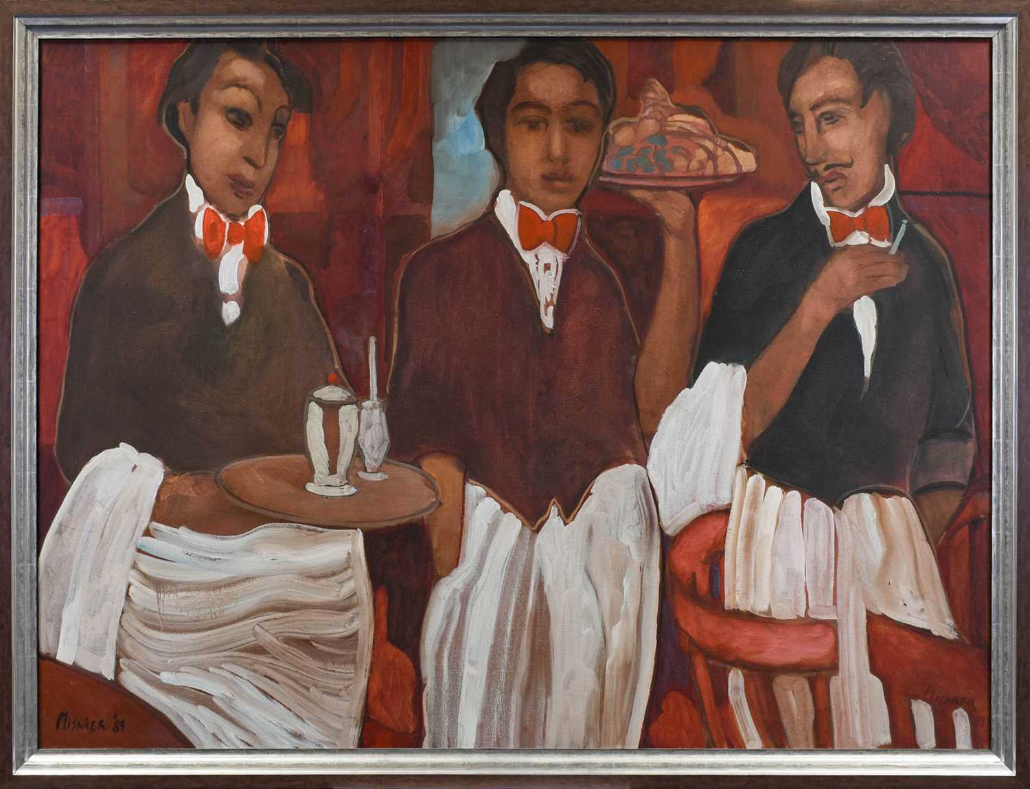 Lot 1158 - Robert Plisnier (b.1951) Belgian Three waiters...
