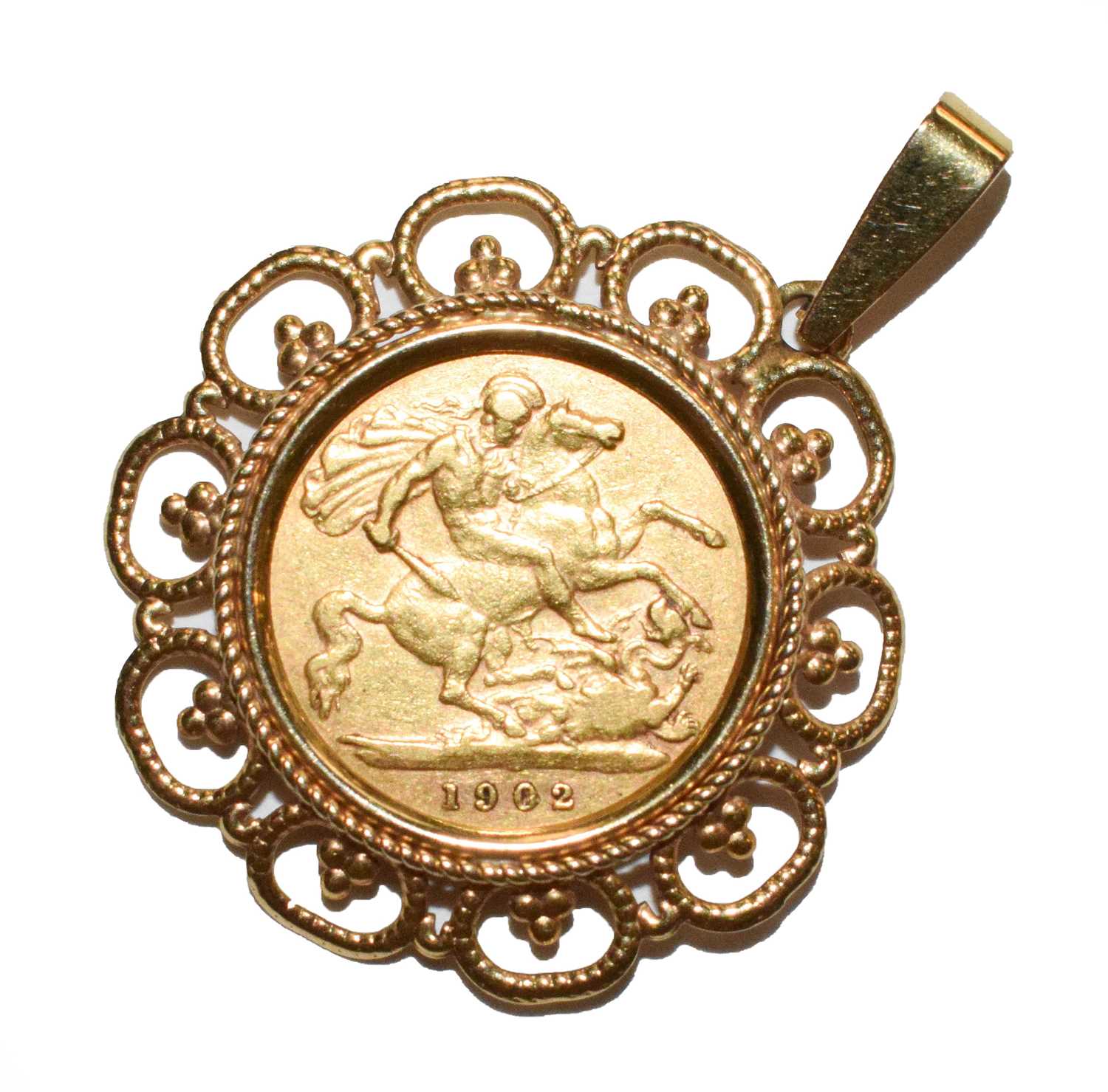 Lot 79 - A half sovereign dated 1902 mounted as a pendant