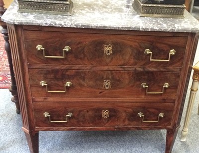 Lot 1123 - An Empire style walnut three drawer chest with...