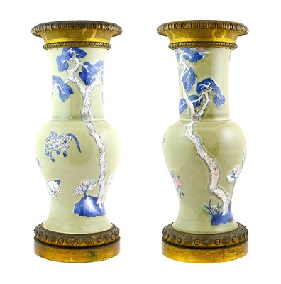 Lot 76 - ^ A Pair of Gilt Metal Mounted Chinese...