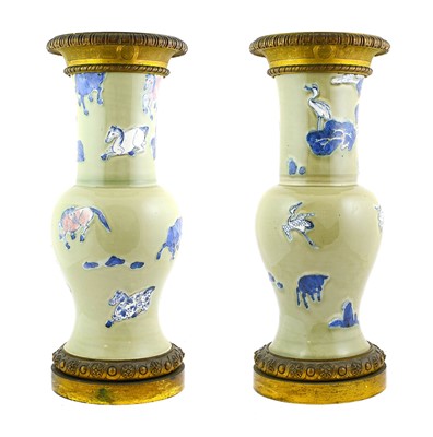 Lot 76 - ^ A Pair of Gilt Metal Mounted Chinese...