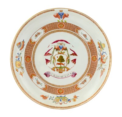 Lot 80 - ^  A Chinese Armorial Porcelain Saucer Dish,...