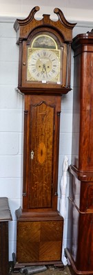 Lot 1310 - A mahogany inlaid eight-day longcase clock,...