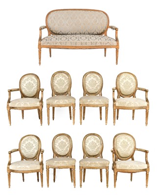 Lot 1359 - A Late 19th Century Nine-Piece Giltwood Salon...