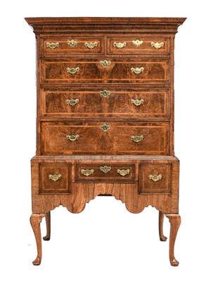 Lot 306 - ^  A Queen Anne Walnut and Feather-Banded...
