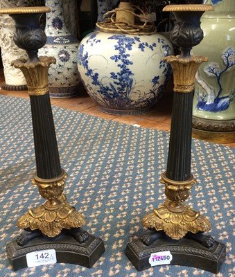 Lot 142 - ^ A Pair of French Gilt and Patinated Bronze...