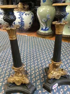 Lot 142 - ^ A Pair of French Gilt and Patinated Bronze...