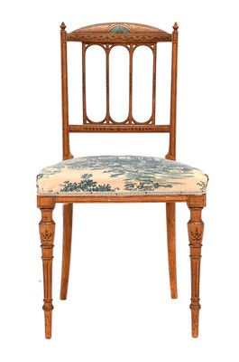 Lot 1341 - A Sheraton revival painted satinwood chair,...