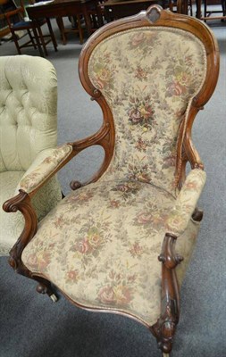 Lot 717 - A Victorian walnut framed gent's armchair