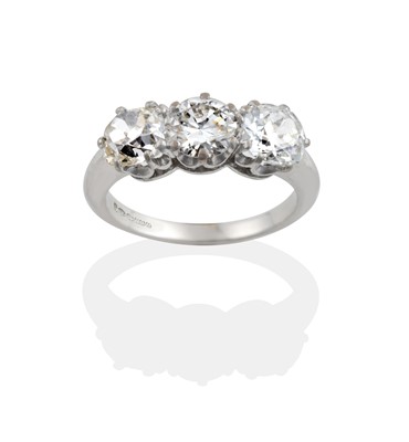 Lot 2067 - An 18 Carat White Gold Diamond Three Stone Ring