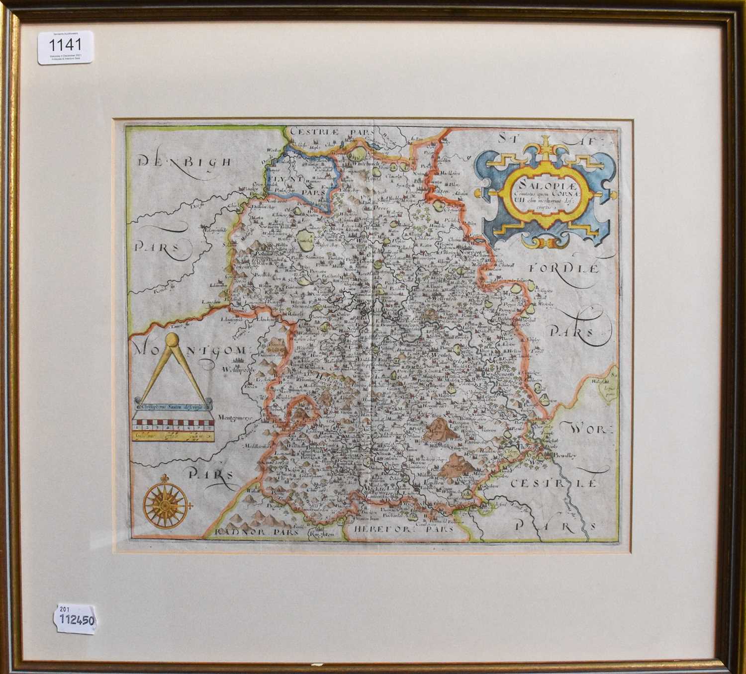 Lot 1141 - After Christopher Saxton, a hand coloured map...