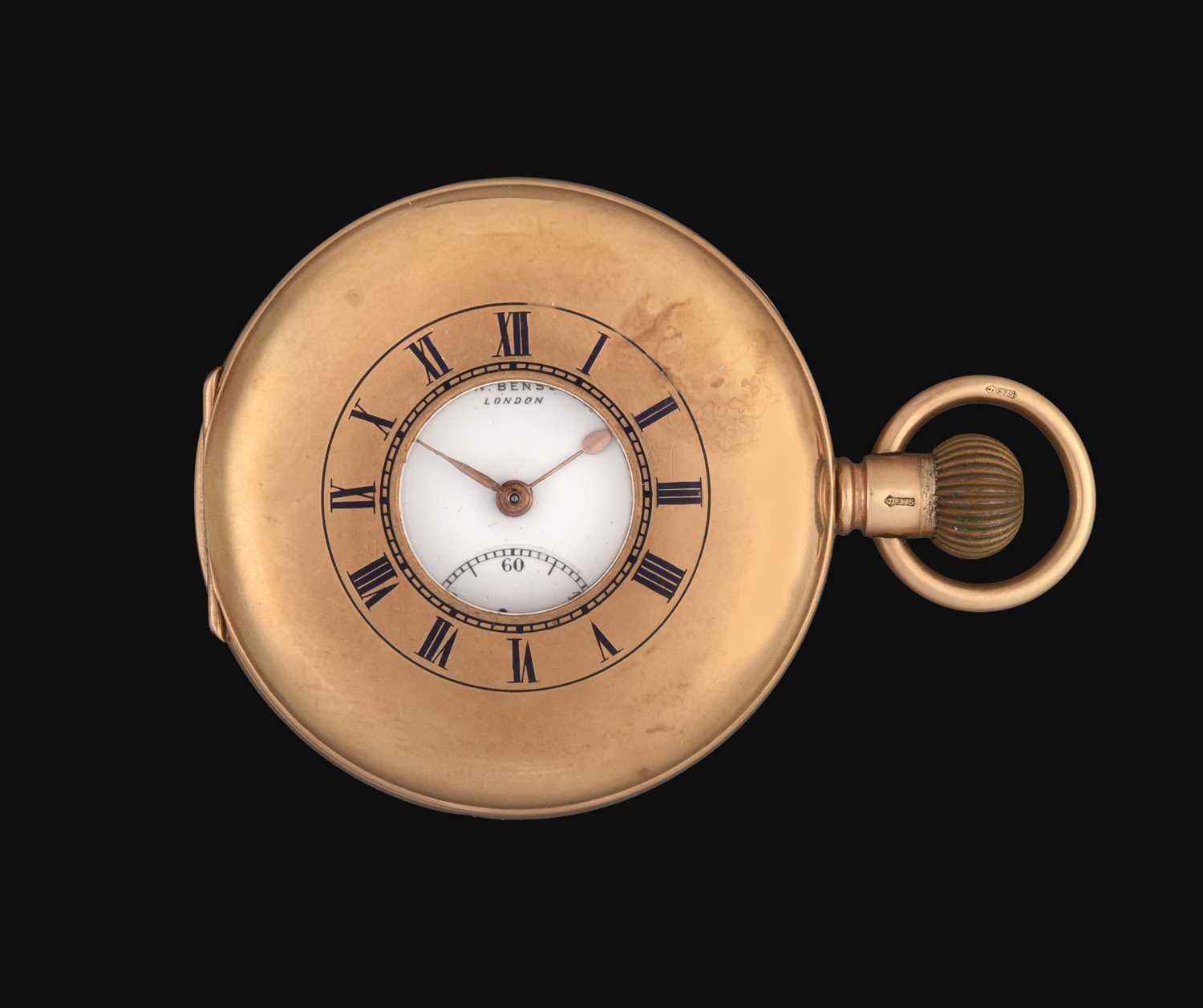 Lot 2207 - J.W.Benson: A 9 Carat Gold Half Hunter Pocket Watch