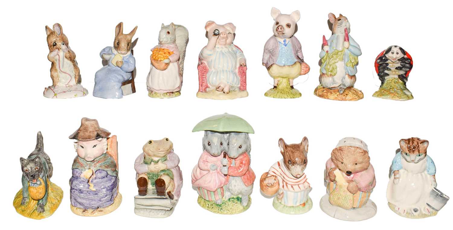 Lot 14 - Fourteen Beatrix Potter figures in boxes;...