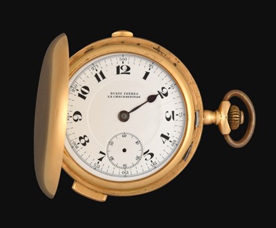 Lot 2196 - An 18 Carat Gold Full Hunter Minute Repeater Chronograph Pocket Watch