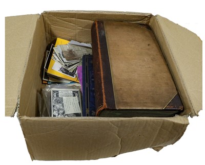 Lot 201 - A Box, containing 2 postcard albums and 2...