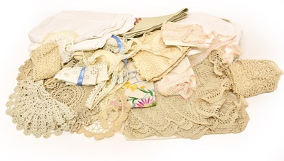 Lot 2164 - Assorted White Table Linen, embroidered table...