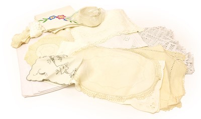 Lot 2164 - Assorted White Table Linen, embroidered table...