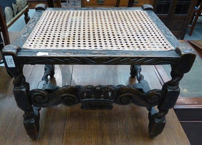 Lot 741 - 17th century stool with cane work top