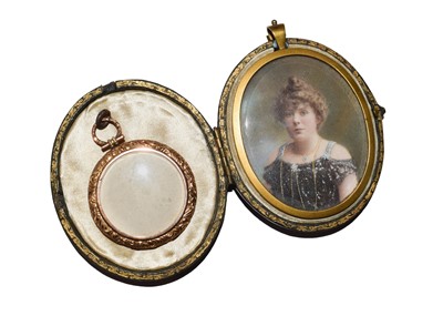 Lot 135 - Two portrait miniature pendants, one depicting...