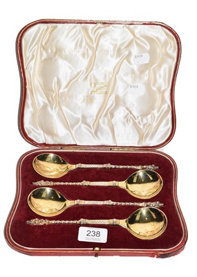 Lot 238 - An Edward VII cased set of four silver gilt...