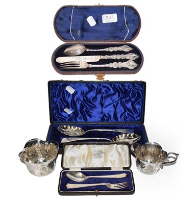 Lot 237 - A cased Victorian silver three piece...