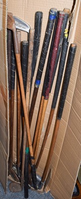 Lot 344 - A group of vintage hickory shafted golf clubs