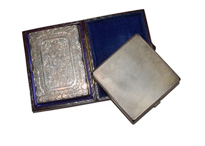 Lot 224 - A Victorian silver card case in fitted leather...
