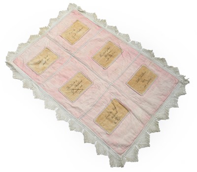Lot 420 - Victorian Cotton Cot Cover, on a pale-pink...