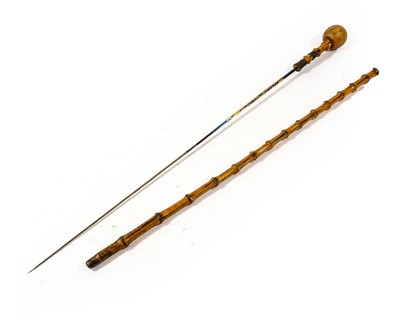 Lot 238 - A 19th Century Bamboo Swordstick, the 66cm...