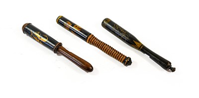 Lot 96 - Three Victorian Police Truncheons: - one in...