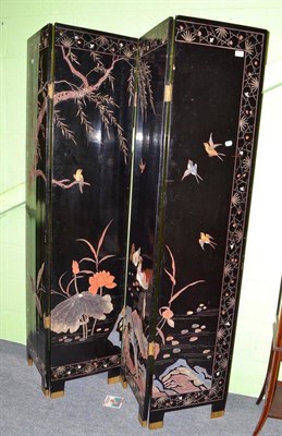 Lot 759 - Chinese lacquer four fold screen