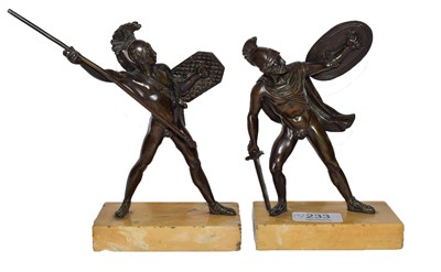Lot 233 - A pair of 19th century bronze gladiators,...