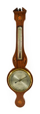 Lot 1110 - A Mahogany Inlaid Wheel Barometer, signed...